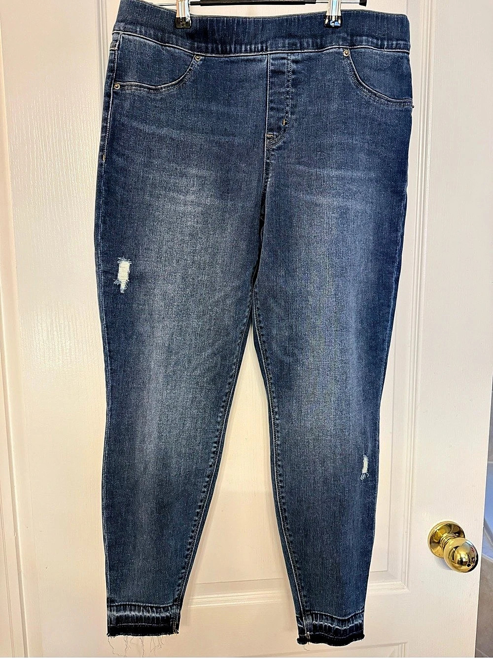 SPANX Distressed Ankle Skinny Pull-On Jeans XL